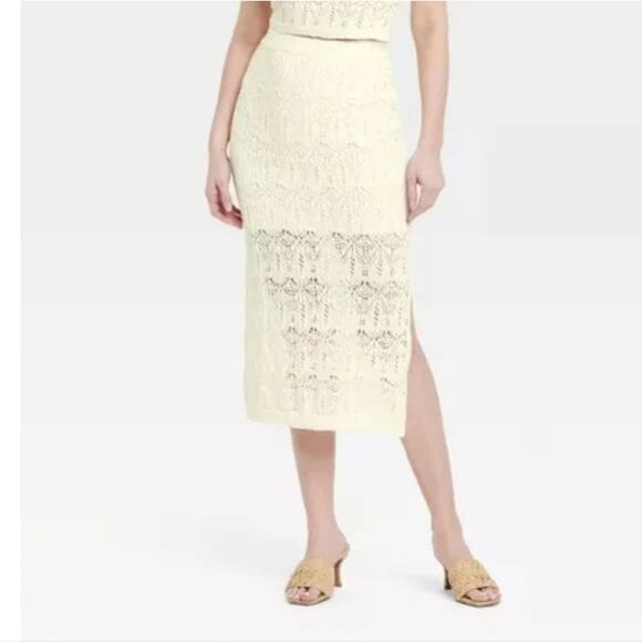 NWT a new day Cream Crochet Skirt - lined - S - Picture 1 of 12